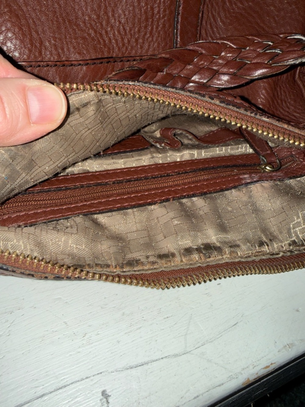 Cole Haan Hobo Brown Leather Shoulder Bag With Braided Strap - Picture 14 of 15